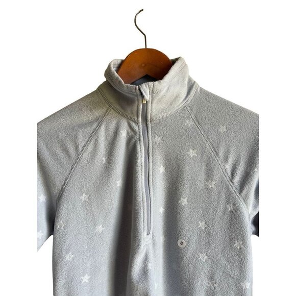 New! Eddie Bauer Star Pattern Light Blue Fleece 1/4 Zip Size Small High Neck - Picture 3 of 7